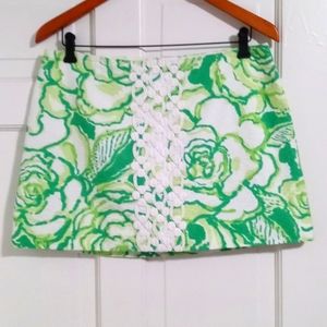 Lilly Pulitzer Green and White Floral Skirt